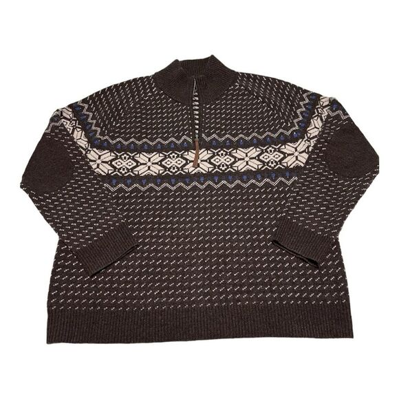 LL Bean Signature Fairisle Wool Knit Quarter Zip Sweater Men's Size XL Grandpa - Picture 1 of 10